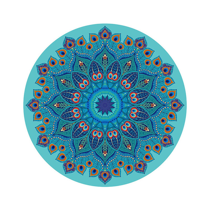 Custom Printed Friendly Rubber Foldable Round Yoga Mat with Strap