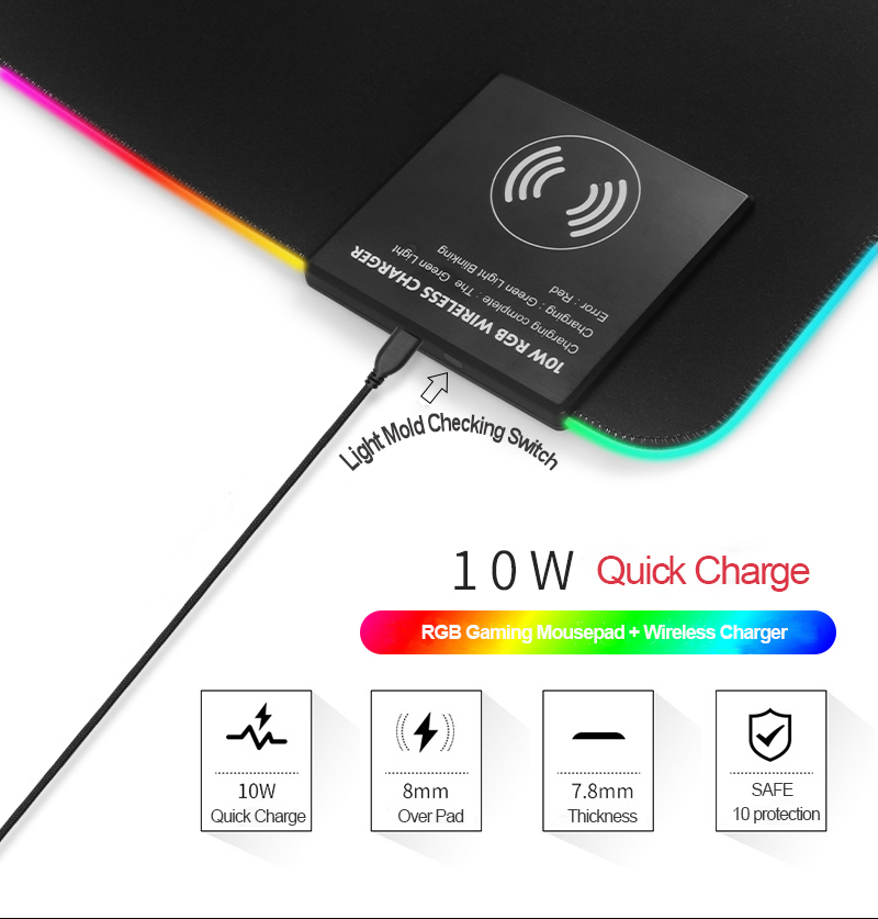 rgb wireless charging mouse pad