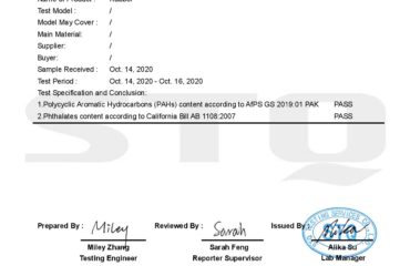 PAHs&CA65 certificate