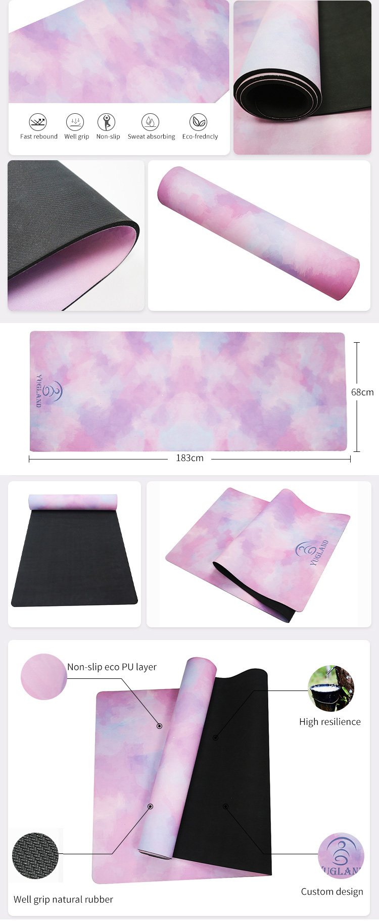 suede yoga mat details