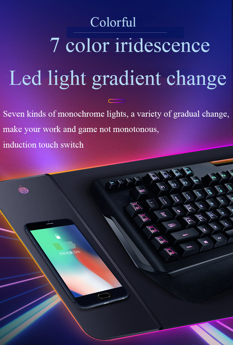 RGB wireless charging mouse pad details