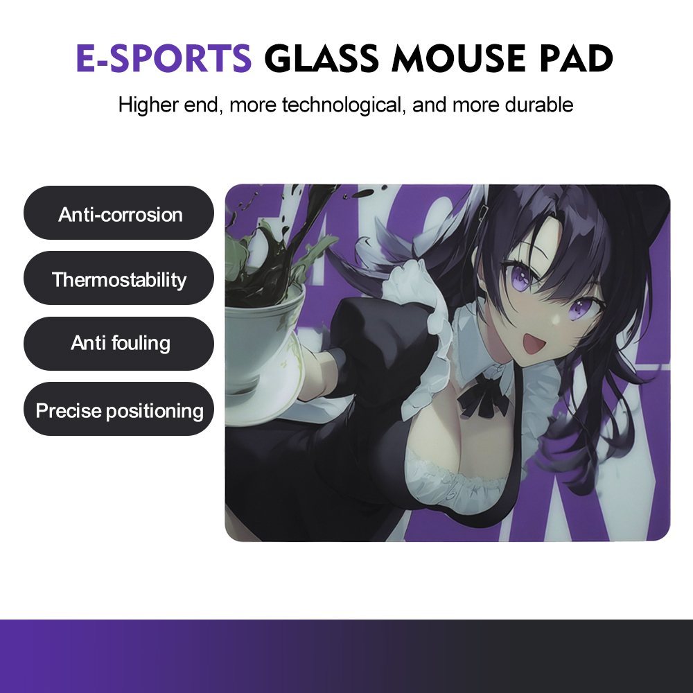 White Glass Mouse Pad Tempered Glass Mousepad - 图片 3